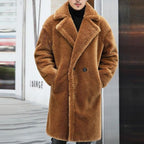 Cappotto invernale da uomo con texture Teddy e chiusura con doppi bottoni | Caldo, lussuoso e senza tempo