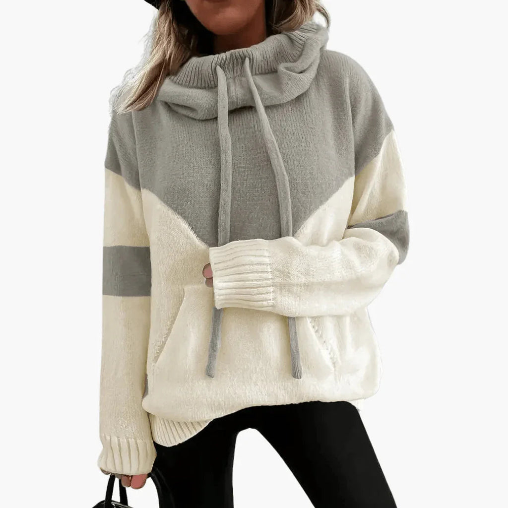 Accogliente felpa con cappuccio Colorblock da donna moderna ed elegante