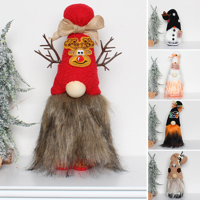 Decorazioni natalizie per gnomi bambola senza volto