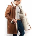 Accogliente giacca da donna in shearling con cappuccio | Caldo e rilassato