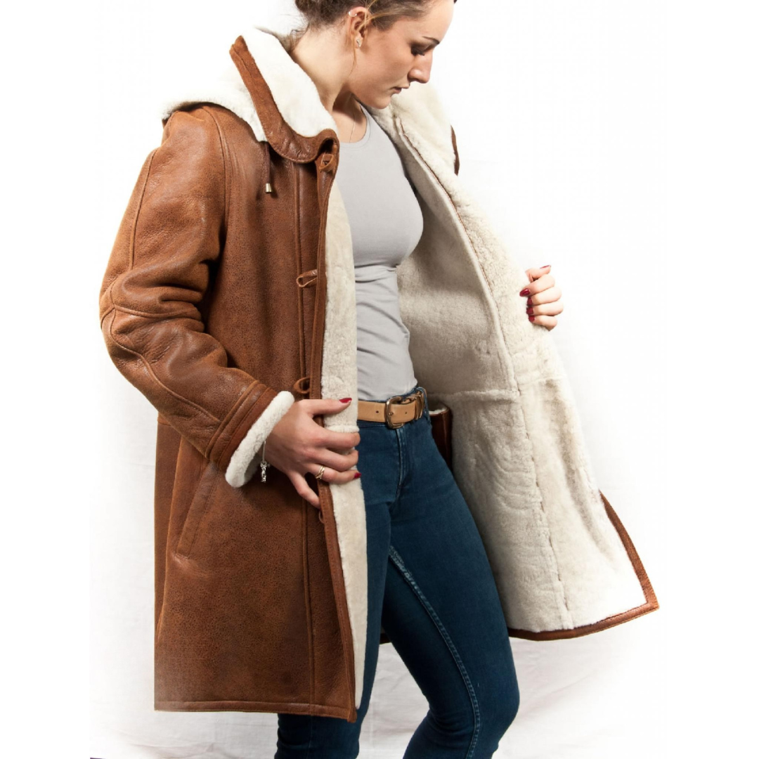 Accogliente giacca da donna in shearling con cappuccio | Caldo e rilassato