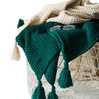 Coperta in lana lavorata a maglia NordiWrap con frange | Design nordico | Accogliente ed elegante | Perfetto per la casa