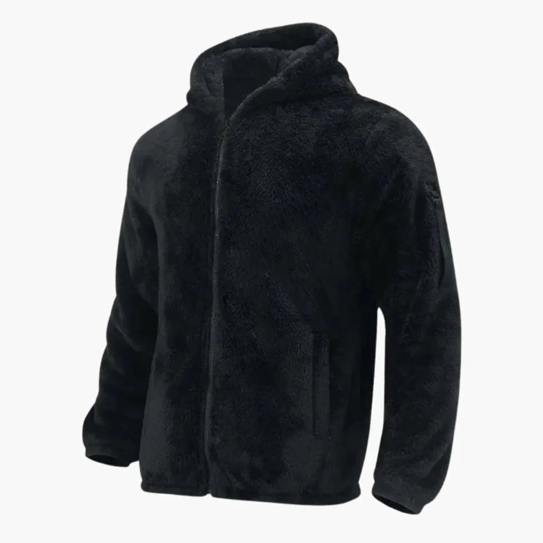 Giacca in pile da uomo con cappuccio e cerniera