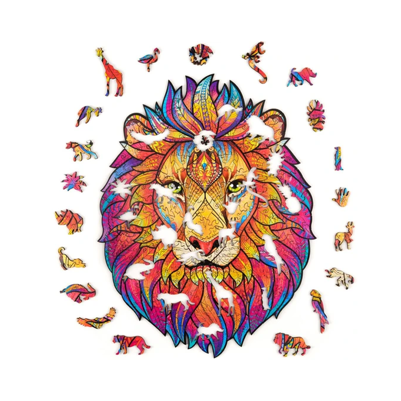Puzzle con leone in legno