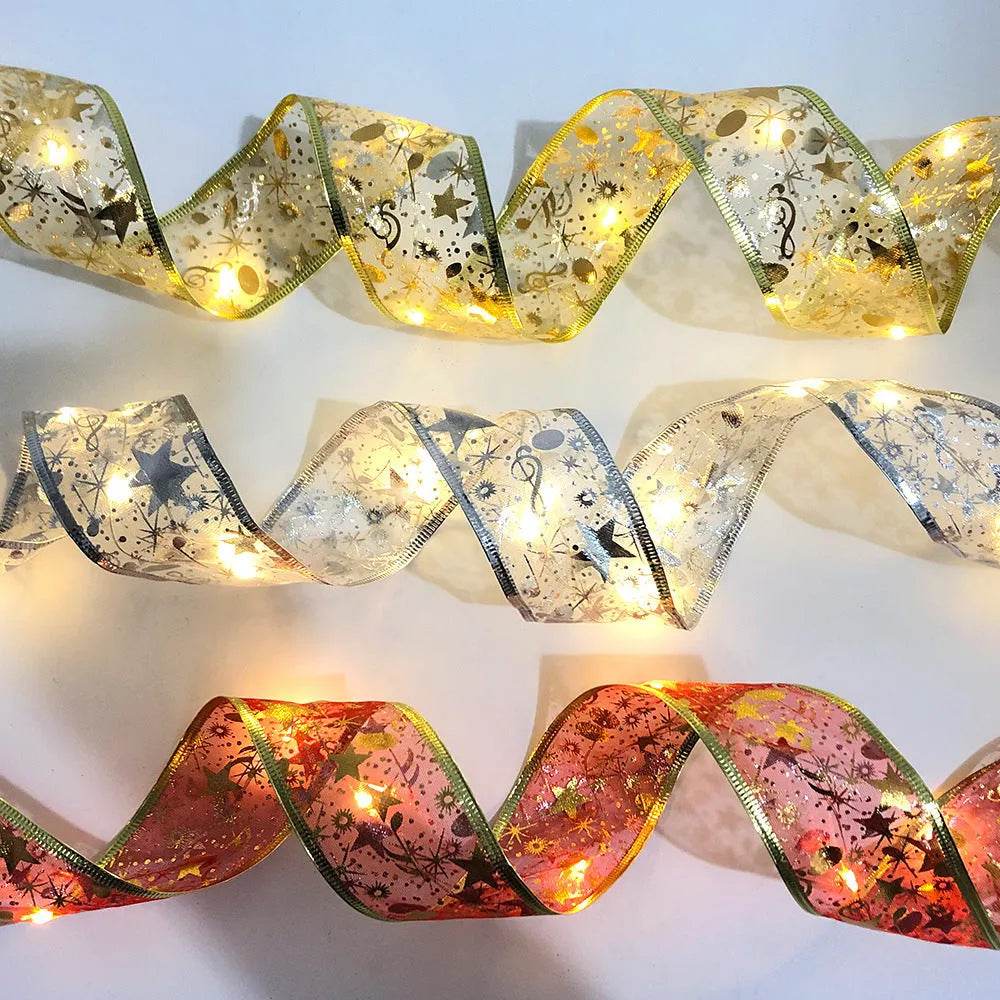 Luci a LED Decorazioni natalizie con nastro a doppio strato con stampa a caldo