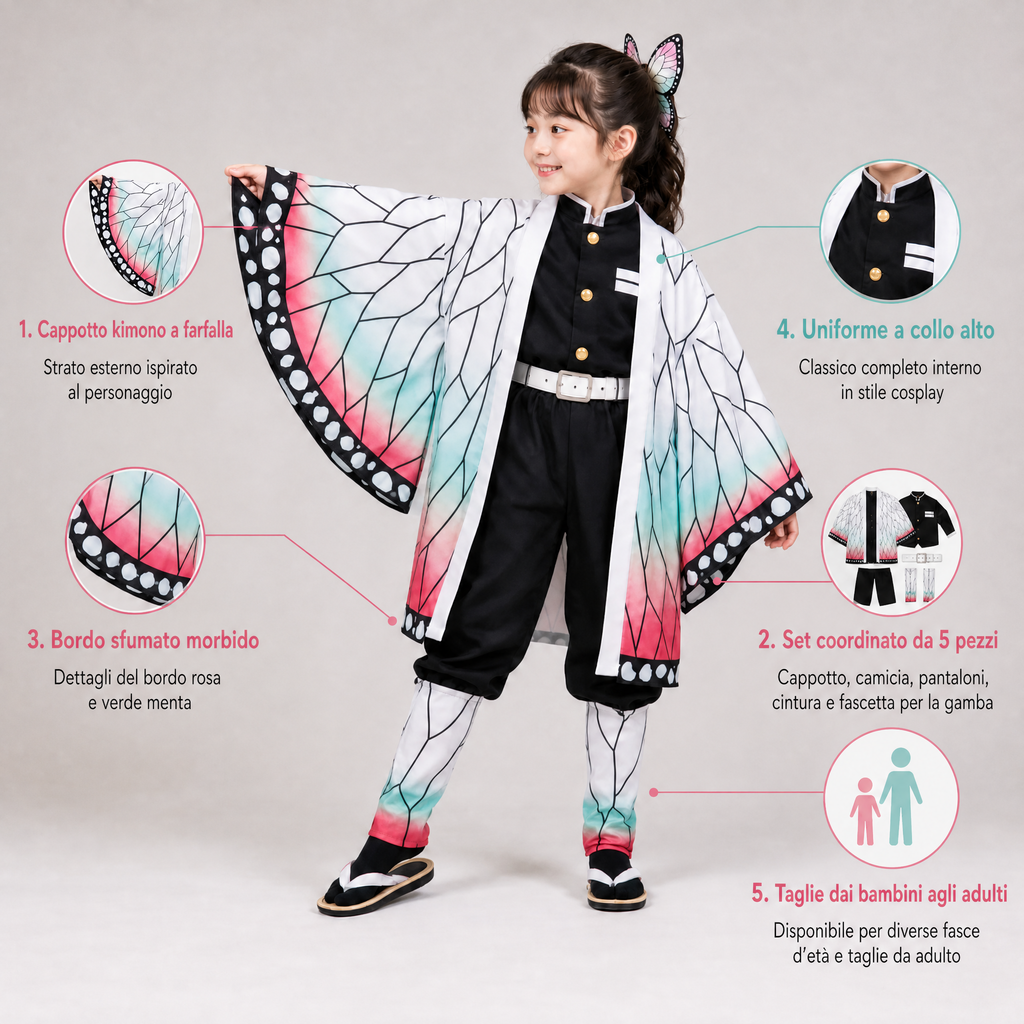 Costume di Halloween kimono anime con spada per cosplay