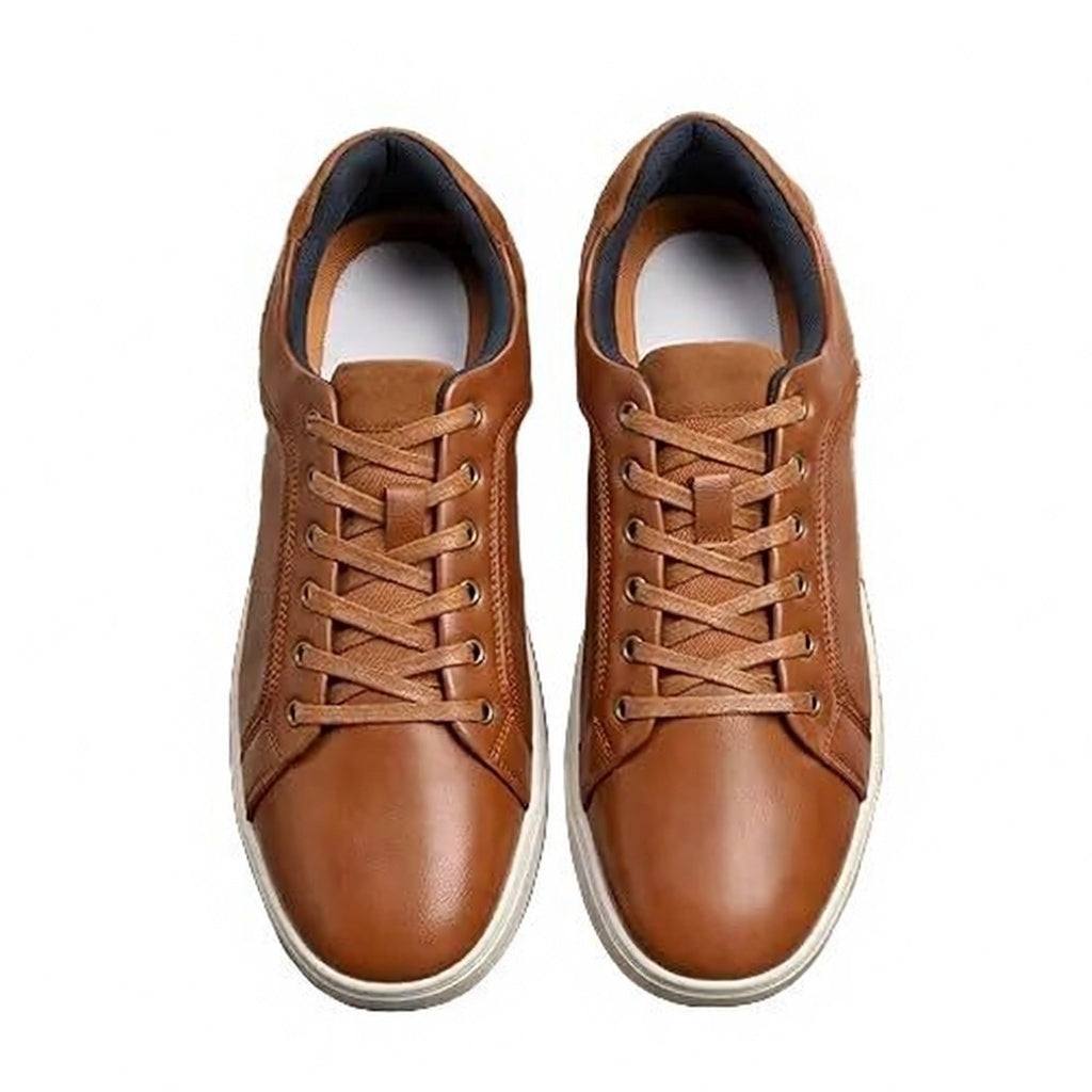 Scarpe Stringate Uomo Pelle Marrone con Inserti Suede Blu e Suola Bianca