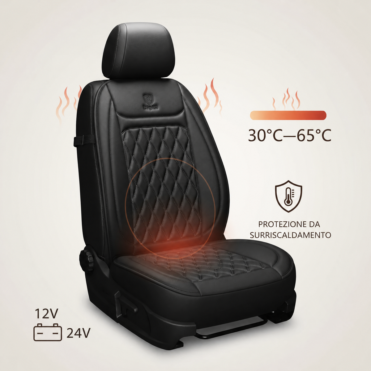Coprisedile auto riscaldato | Controllo della temperatura regolabile 30℃-65℃ per auto, camion e uso domestico