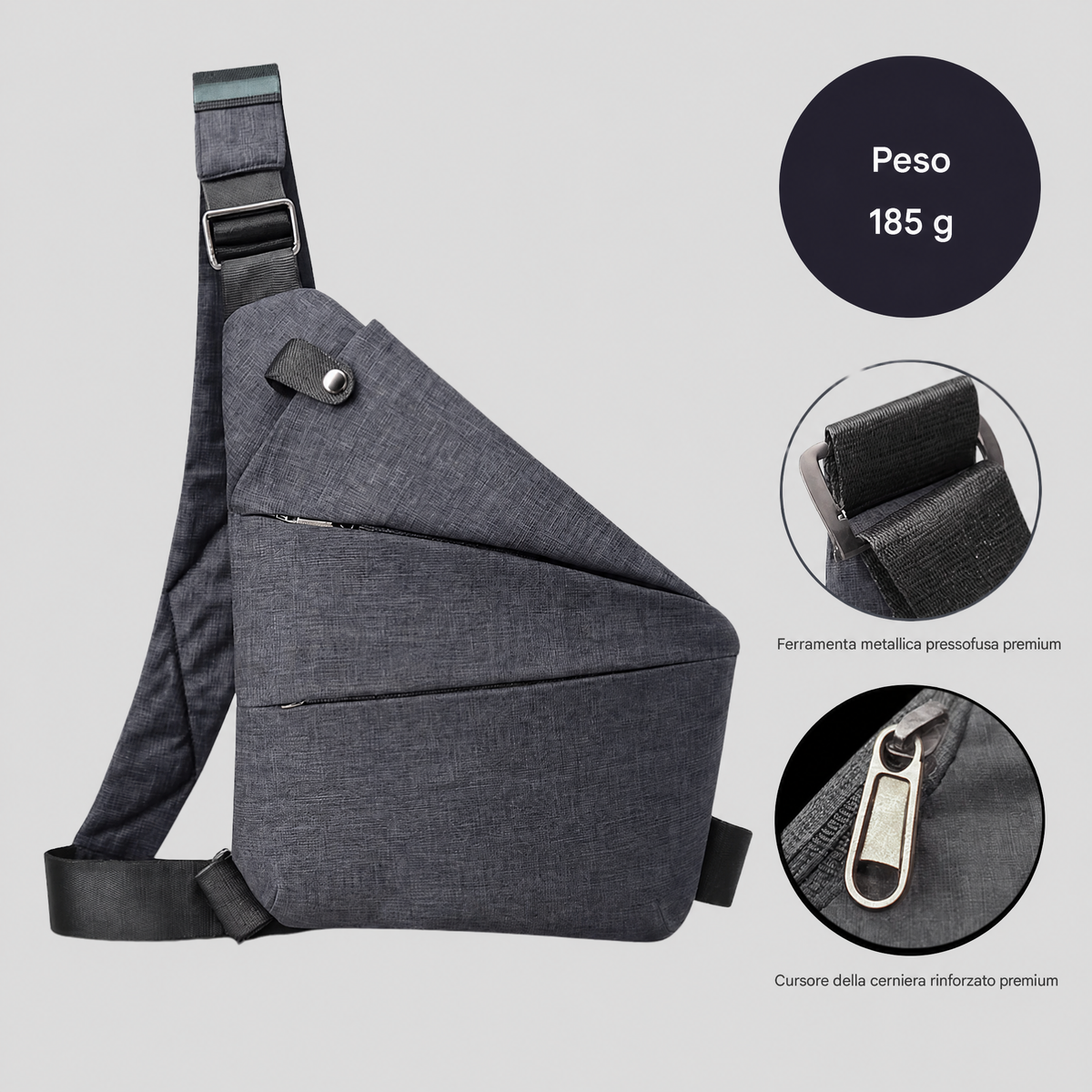 Borsa organizer a tracolla antifurto con cerniere nascoste