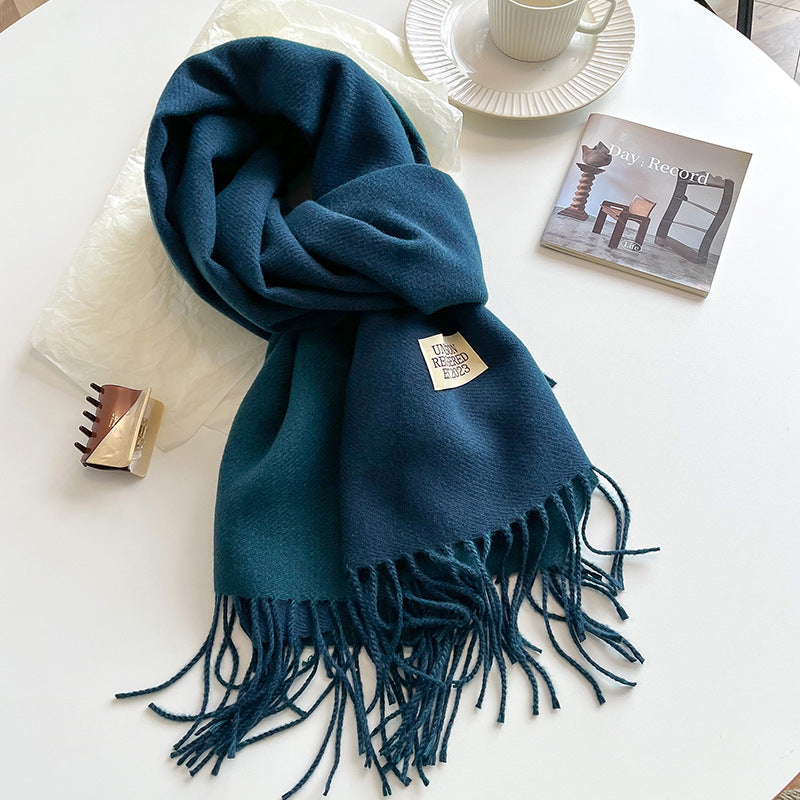 Calda sciarpa da donna - Inverno reversibile in cashmere con frange