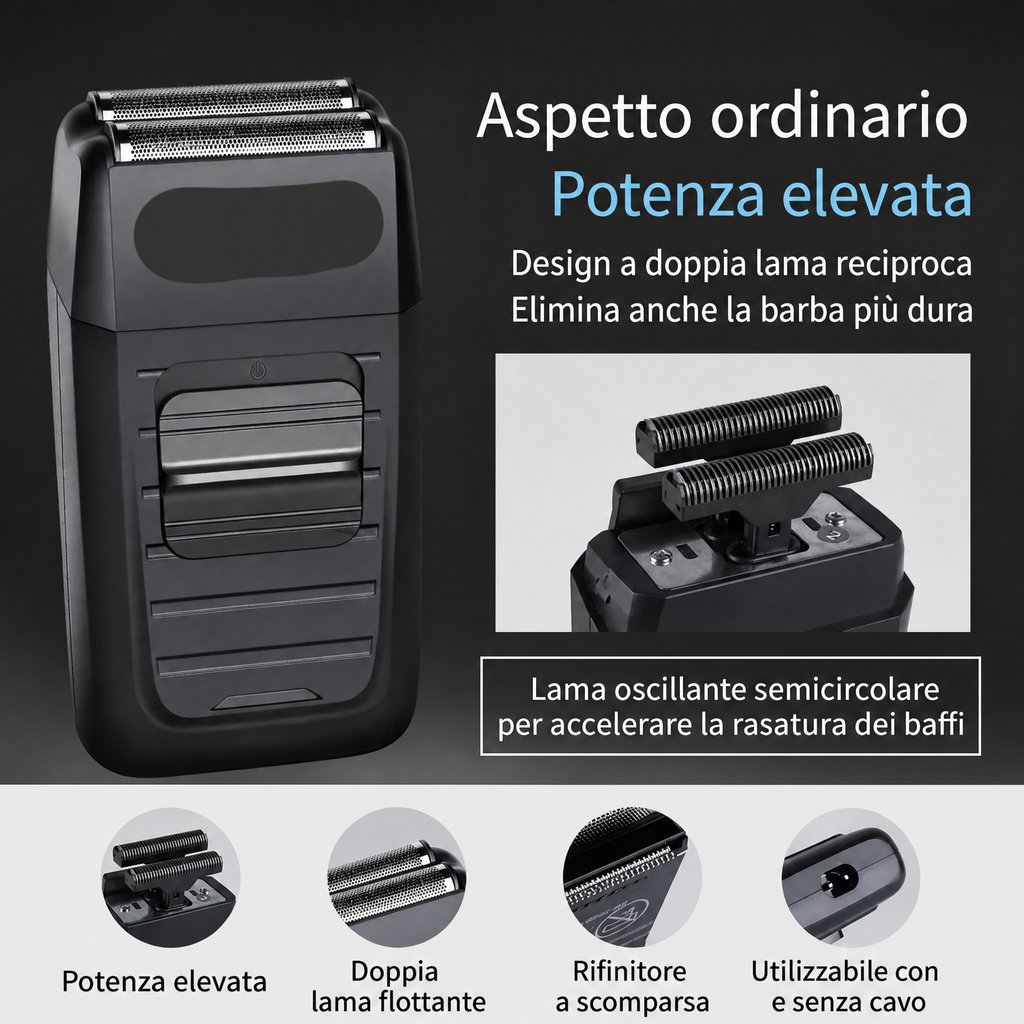 Kit professionale da uomo tagliacapelli e rasoio elettrico