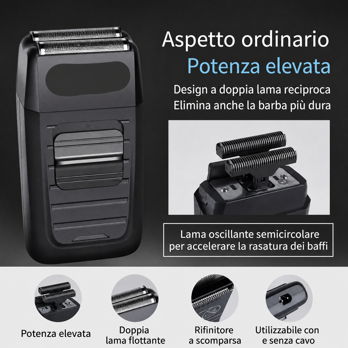 Kit professionale da uomo tagliacapelli e rasoio elettrico