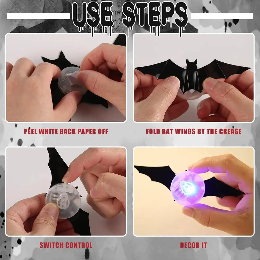 Decorazioni murali 3D con pipistrelli volanti di Halloween