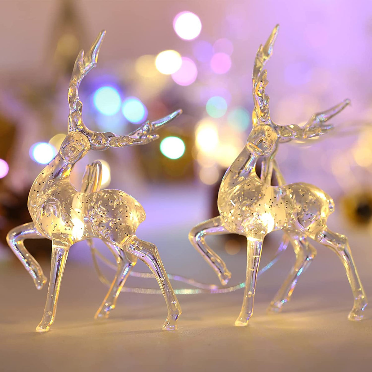 ReindeerGlow - Stringa di luci natalizie a LED da 1,5 m per allegria festiva