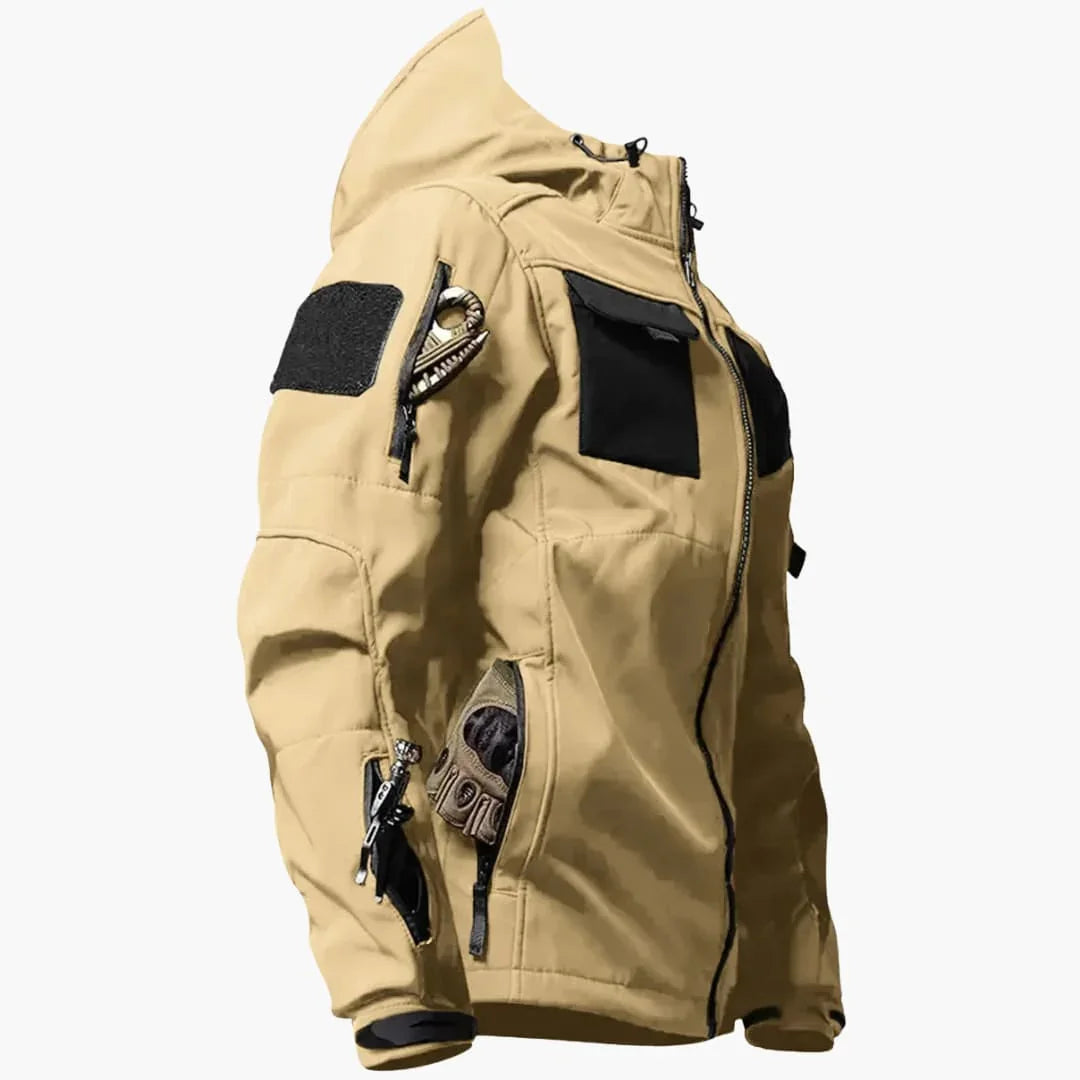 Felpa con cappuccio da uomo con zip e tasche multiple