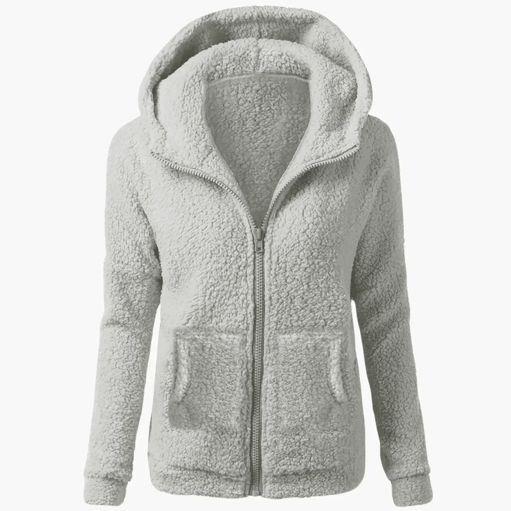 Felpa con cappuccio in pile da donna con cerniera e cappuccio caldo