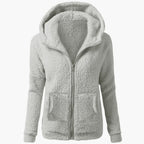 Felpa con cappuccio in pile da donna con cerniera e cappuccio caldo