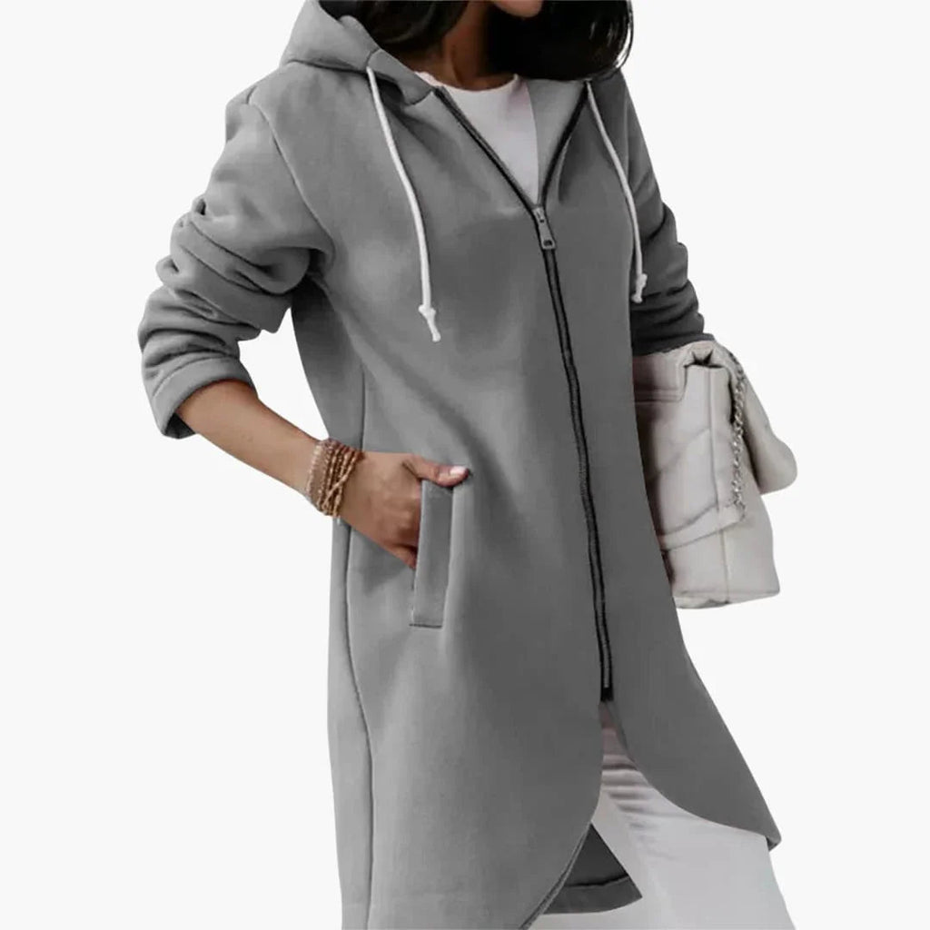 Felpa con cappuccio lunga con zip da donna