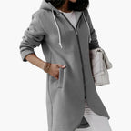 Felpa con cappuccio lunga con zip da donna