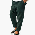 Pantaloni da uomo in velluto a coste con cintura elasticizzata e gamba dritta