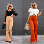 Pantaloni di velluto a coste a vita alta | Design svasato organico
