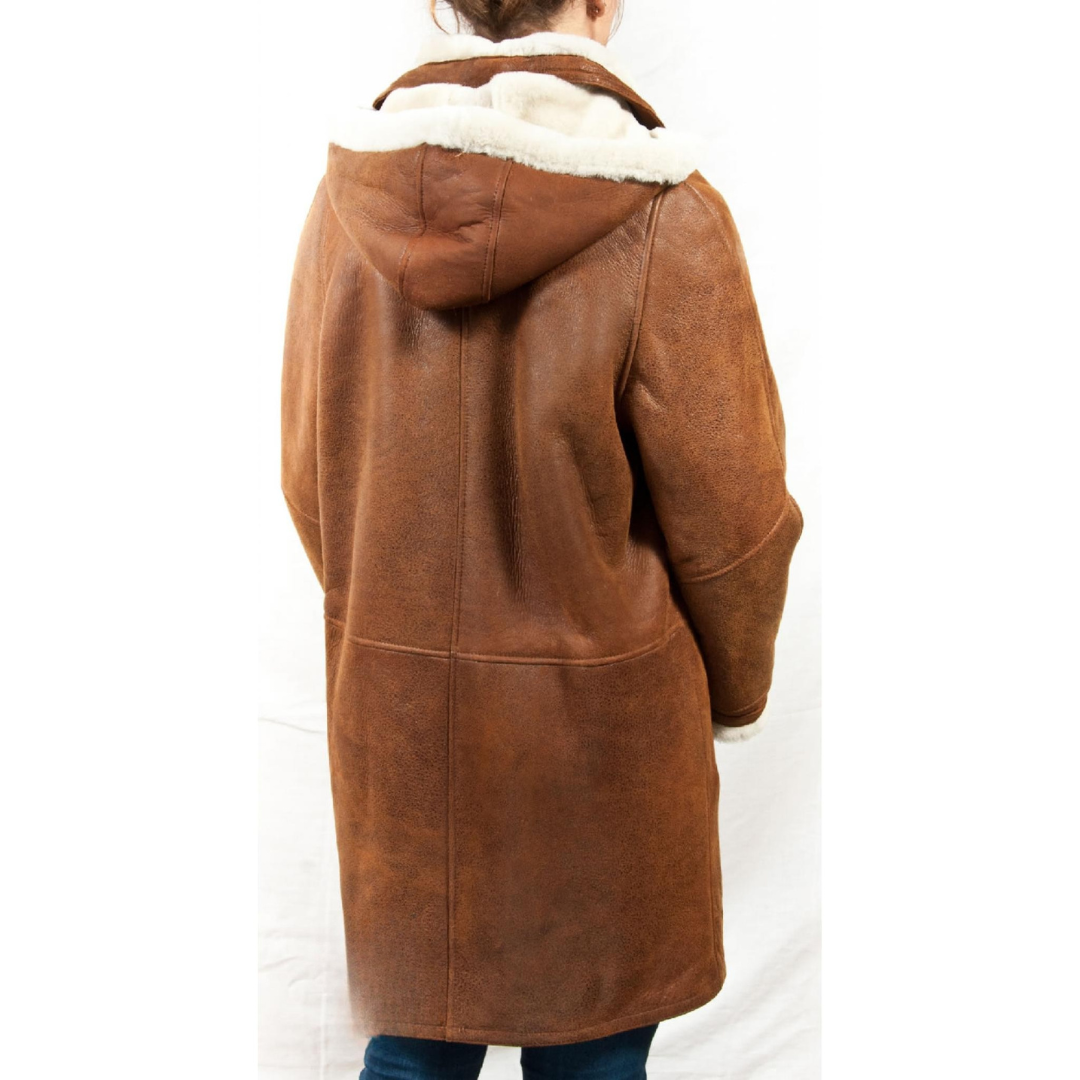 Accogliente giacca da donna in shearling con cappuccio | Caldo e rilassato