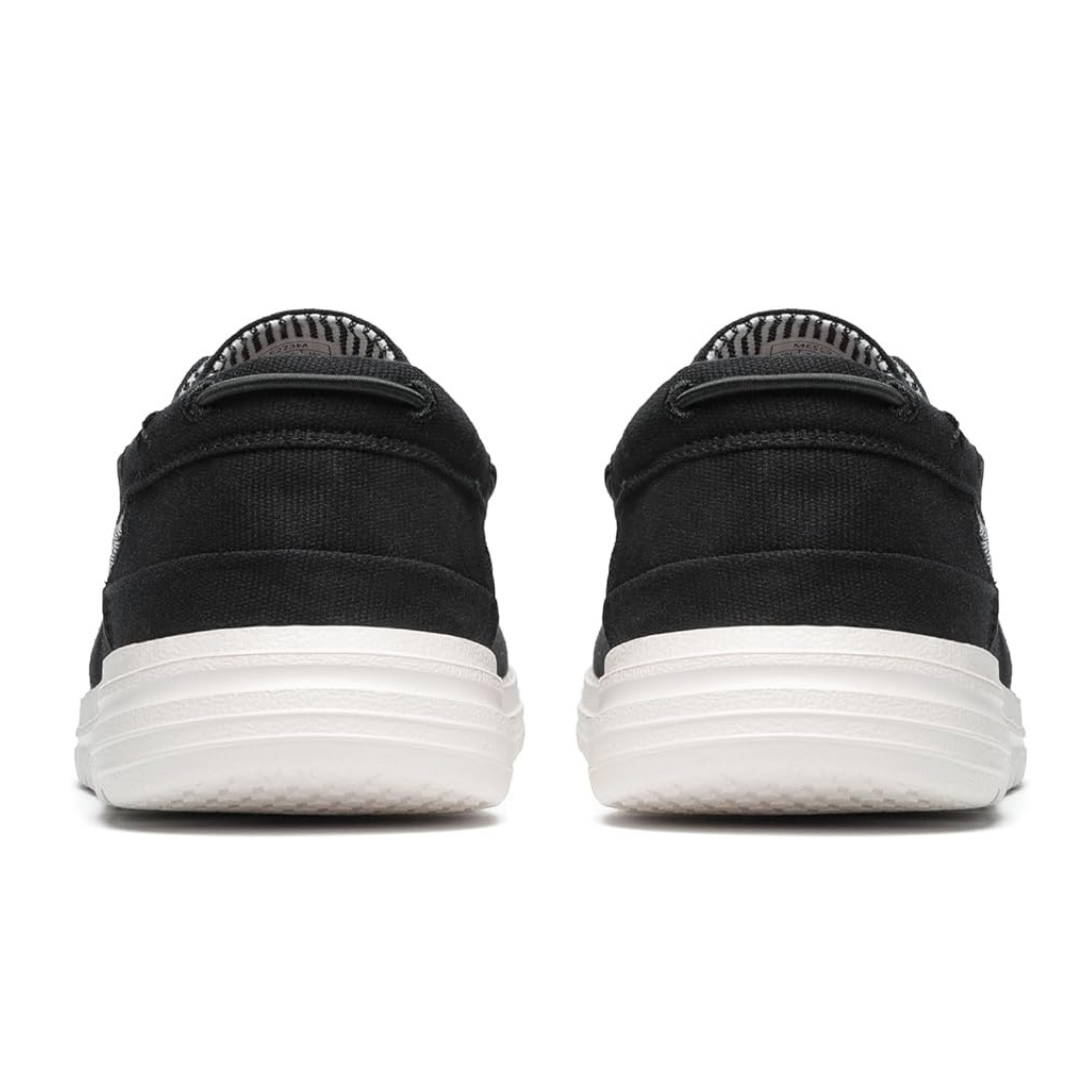 Mocassini Uomo da Barca in Tela Nera con Lacci