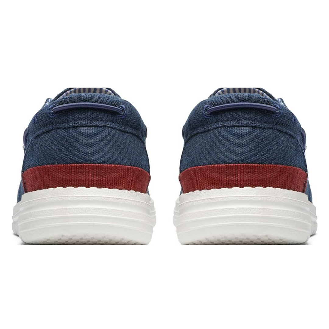 Scarpe Uomo Mocassini Barca in Tela Blu Navy con Lacci