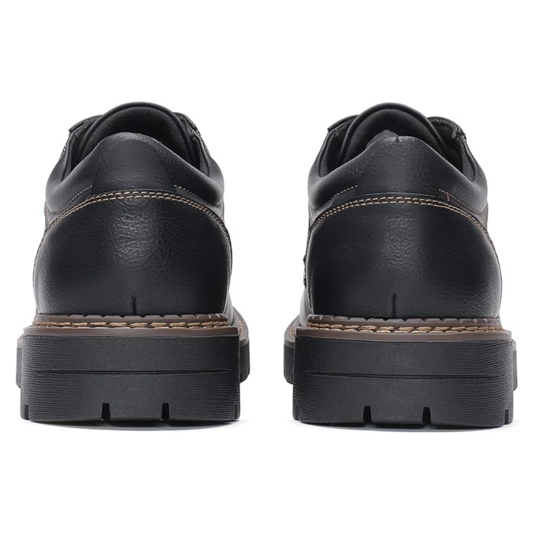 Scarpe Stringate Uomo Pelle Nera con Suola Carrarmato Spessa Marrone