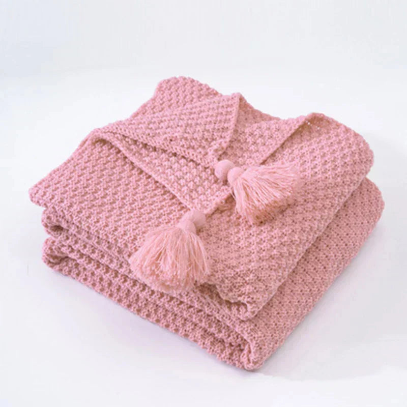 Coperta in lana lavorata a maglia NordiWrap con frange | Design nordico | Accogliente ed elegante | Perfetto per la casa