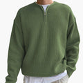 Maglione lavorato a maglia da uomo con righe, mezza zip e maniche lunghe