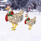 Gallina luminosa con sciarpa Decorazione natalizia
