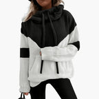 Accogliente felpa con cappuccio Colorblock da donna moderna ed elegante