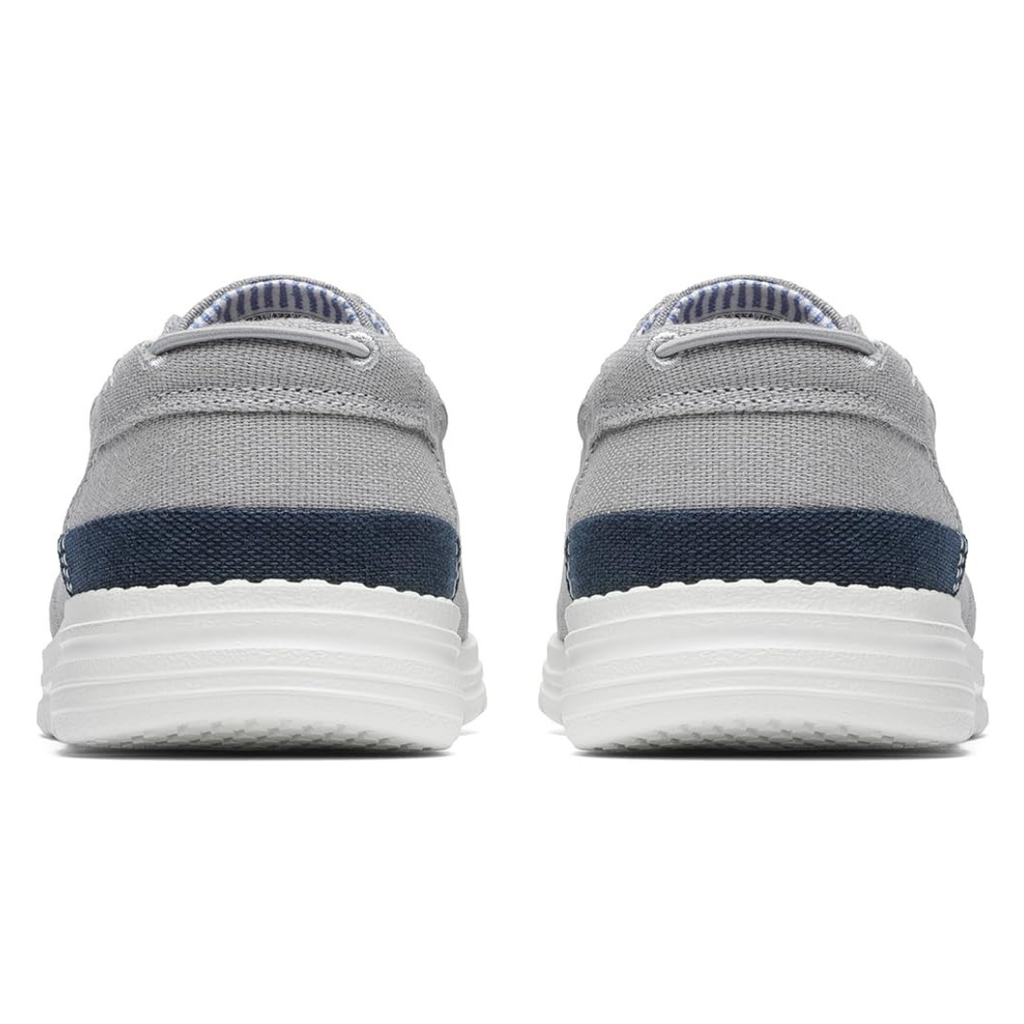 Mocassini Uomo da Barca in Tela Grigio Chiaro con Lacci