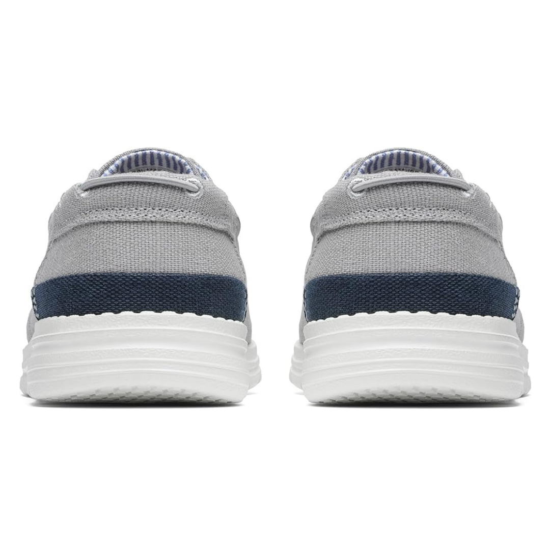 Mocassini Uomo da Barca in Tela Grigio Chiaro con Lacci