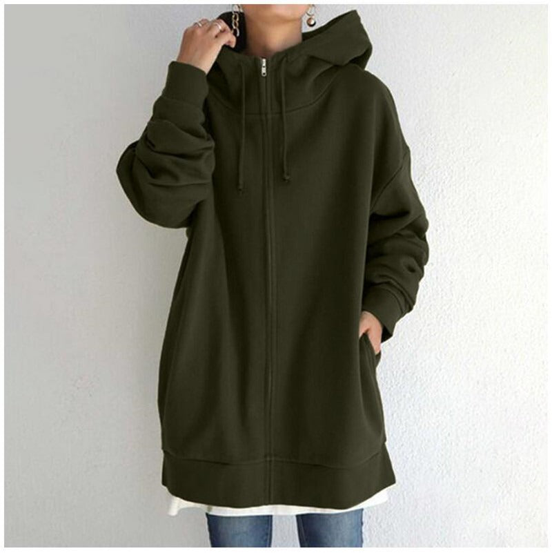 Calda felpa con cappuccio in pile da donna: pile oversize spazzolato