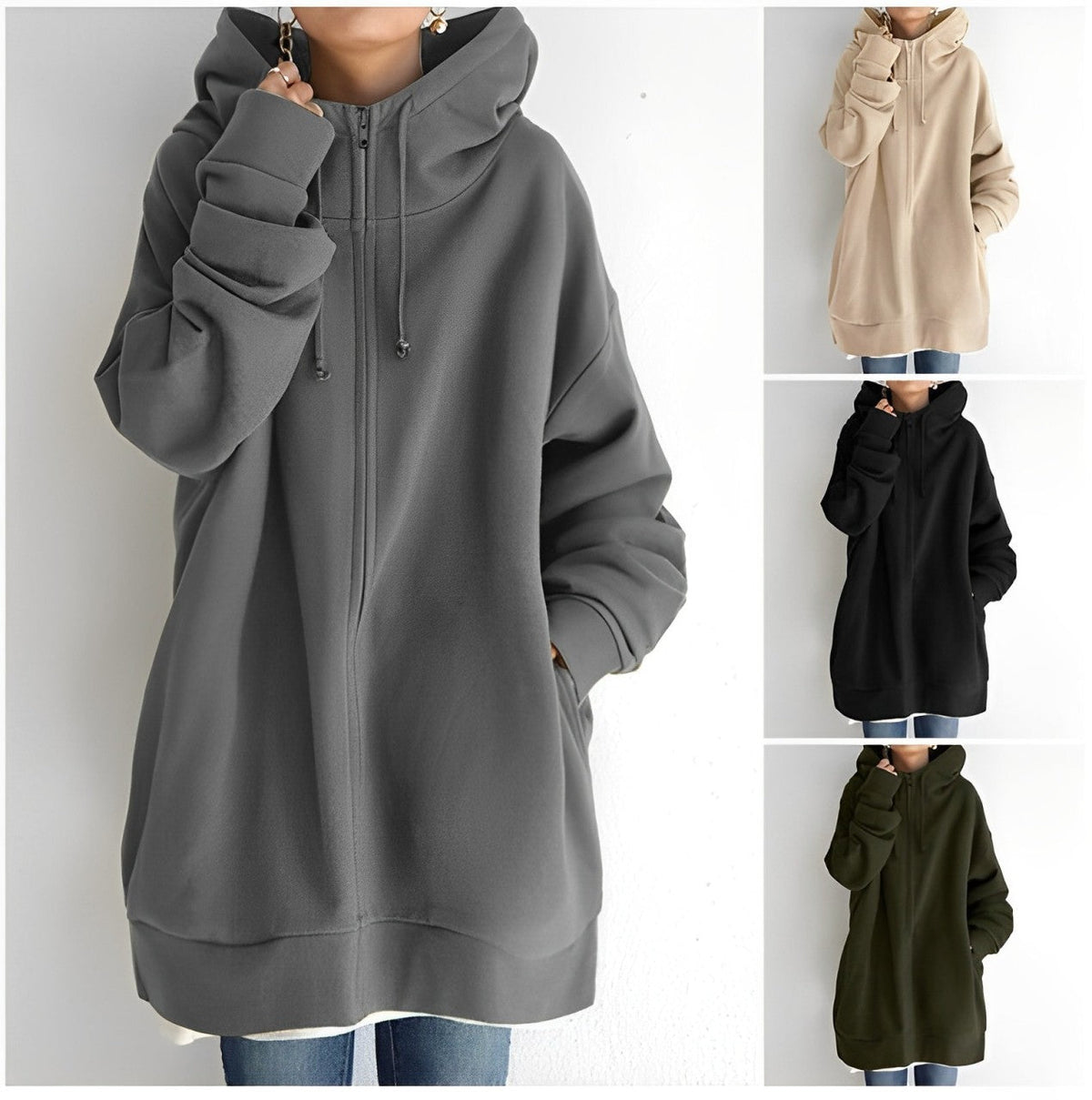 Calda felpa con cappuccio in pile da donna: pile oversize spazzolato