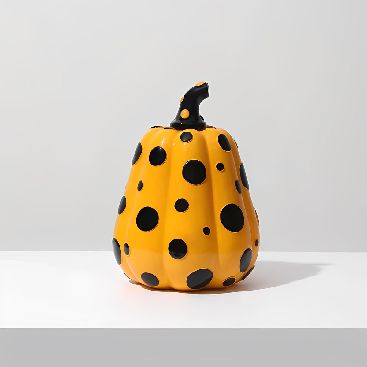 Decorazione di zucca in resina a pois | Set di ornamenti autunnali lucidi | Finitura scolpita durevole | Fascino di zucca