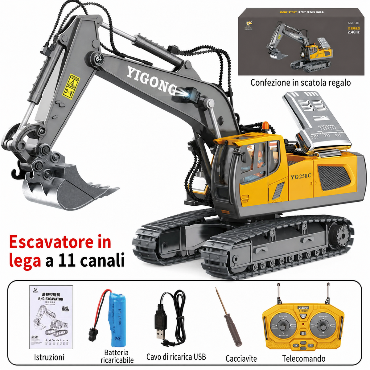 Graver idraulico completamente in metallo G308H 1/14 RTR