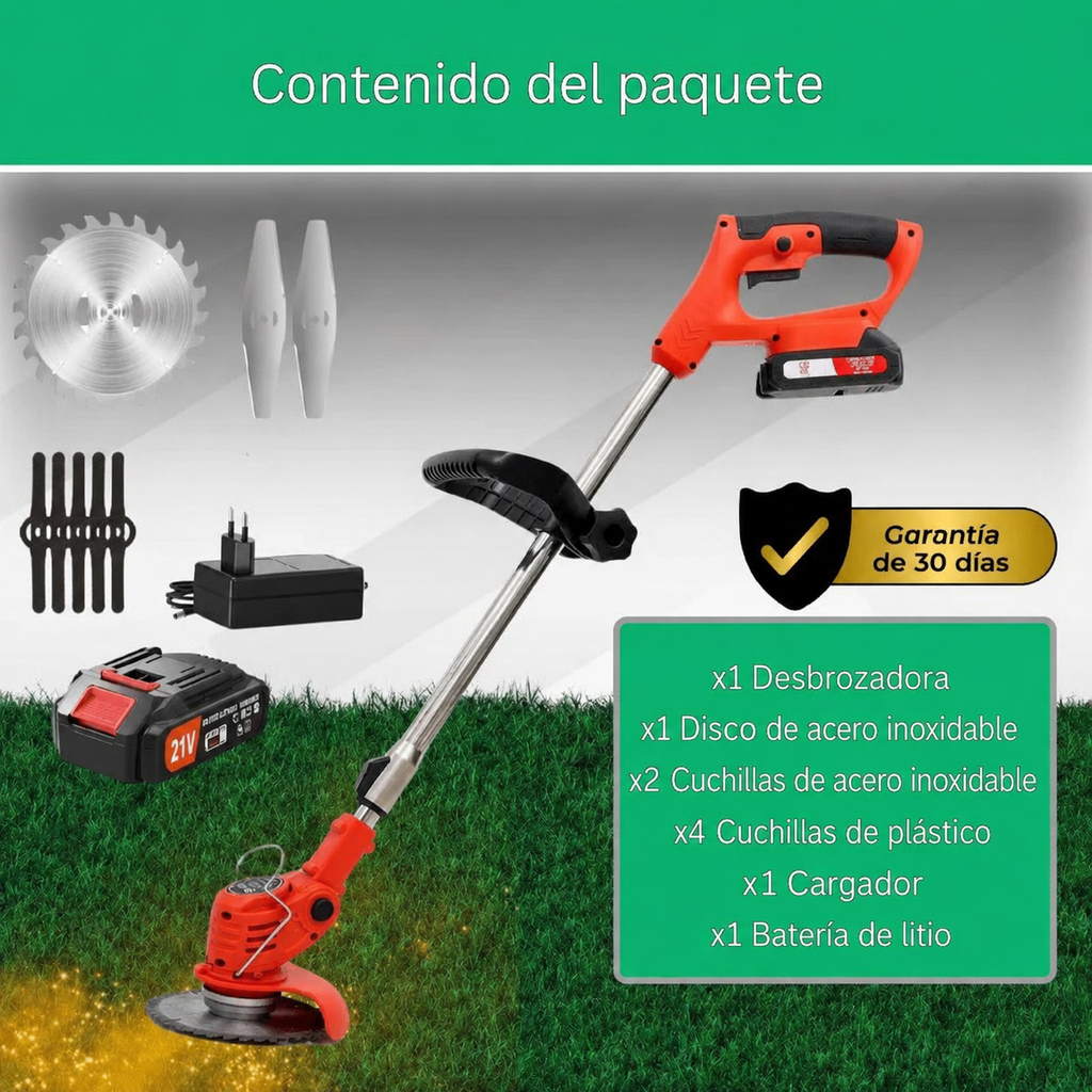 Decespugliatore senza filo da 21V con manico regolabile e testa girevole 90°