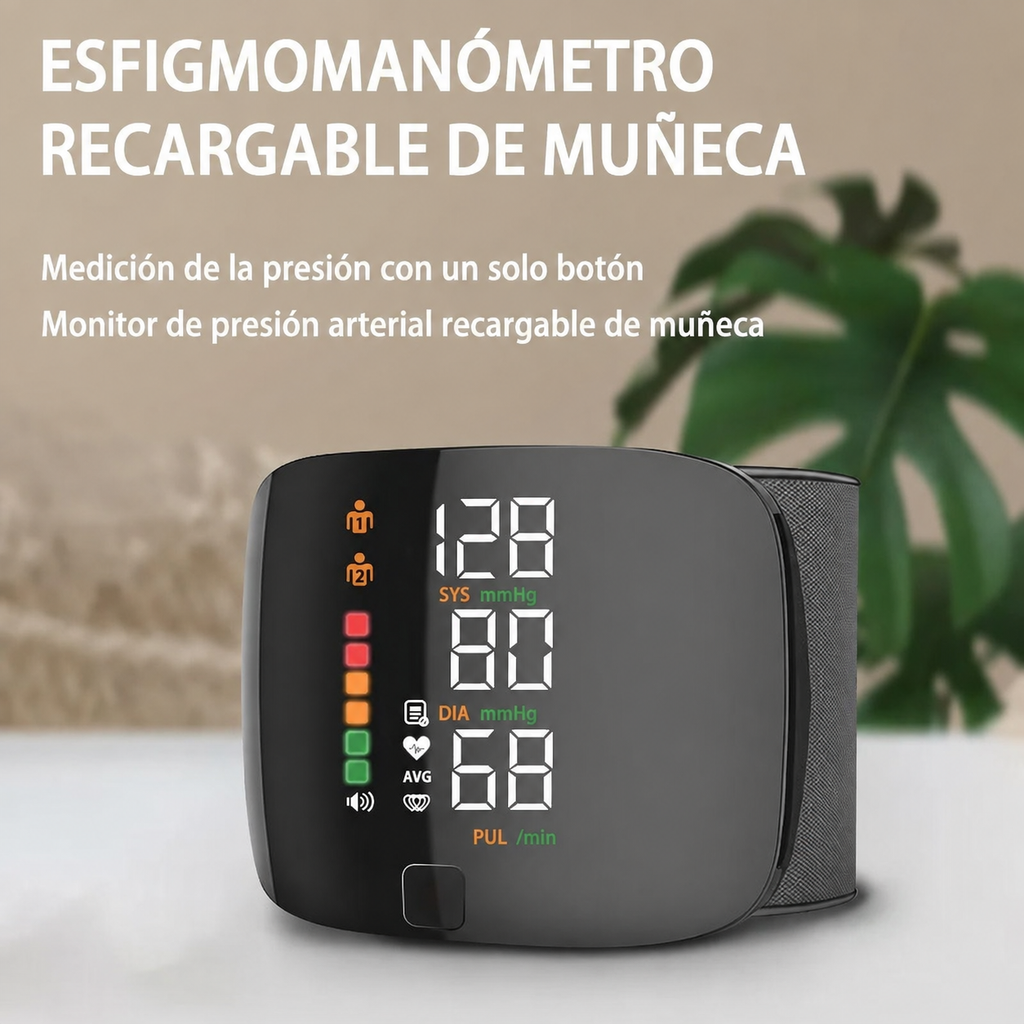 Misuratore di pressione da polso digitale con avvisi vocali e display LCD