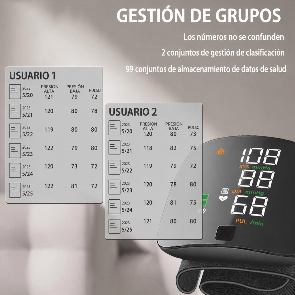 Misuratore di pressione da polso digitale con avvisi vocali e display LCD