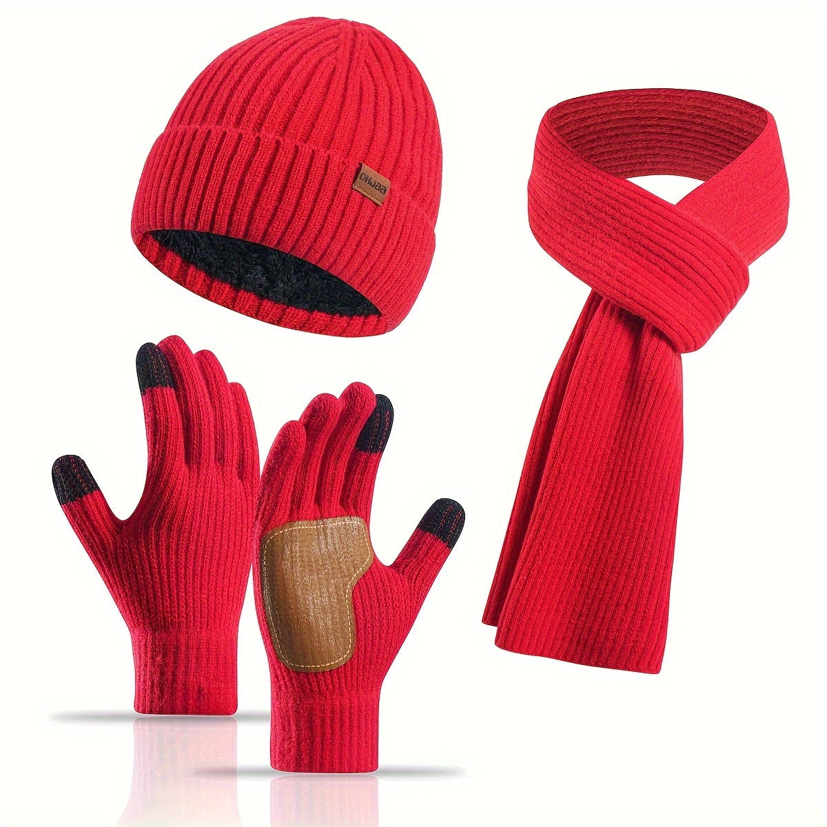 Set invernale gioioso: cappello, sciarpa e guanti per coppie