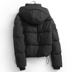 Caldo piumino con cappuccio da donna - invernale corto in cotone squadrato