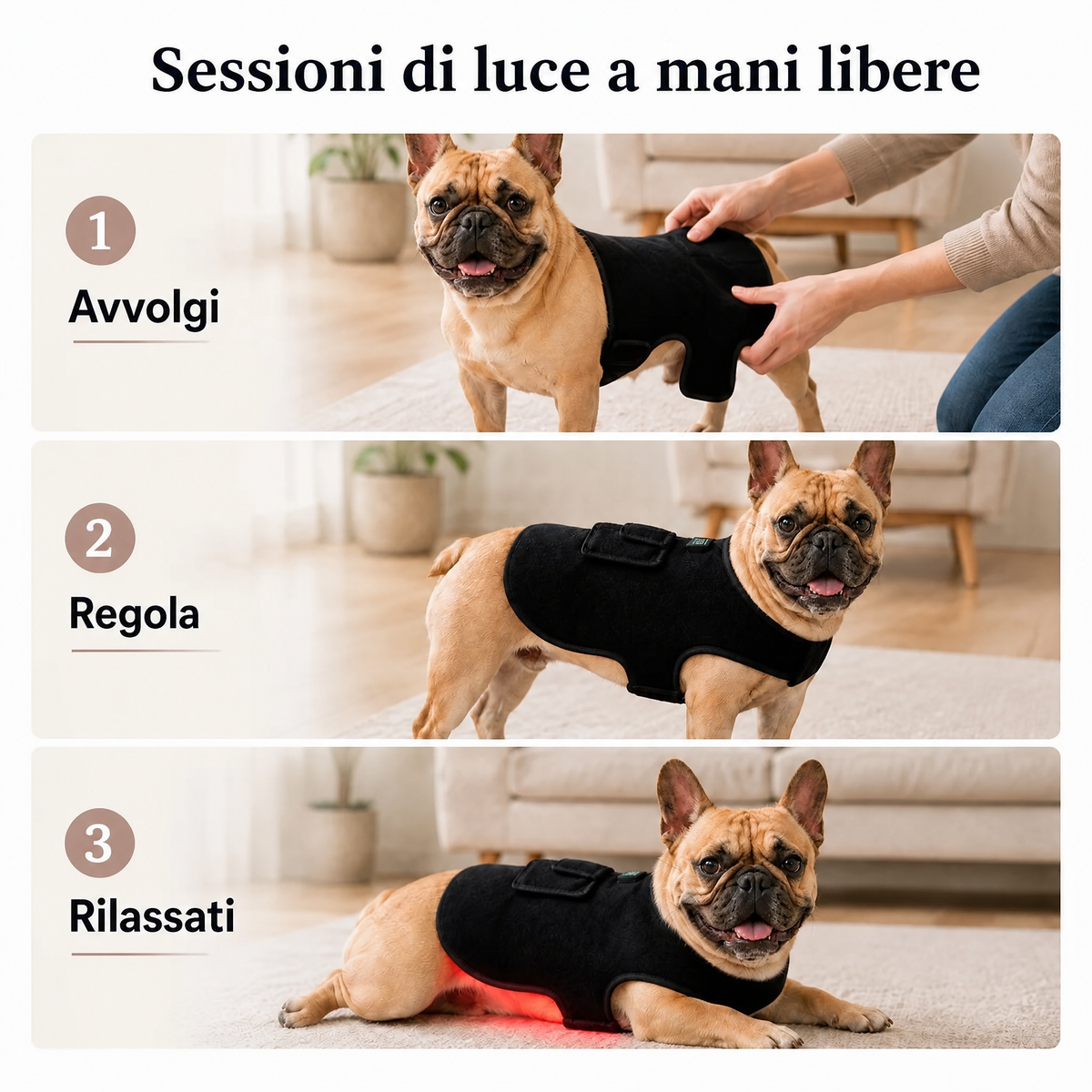 Pettorina a luce rossa per cani e gatti – 660nm + 850nm vicino infrarosso per comfort di schiena, anche, articolazioni e