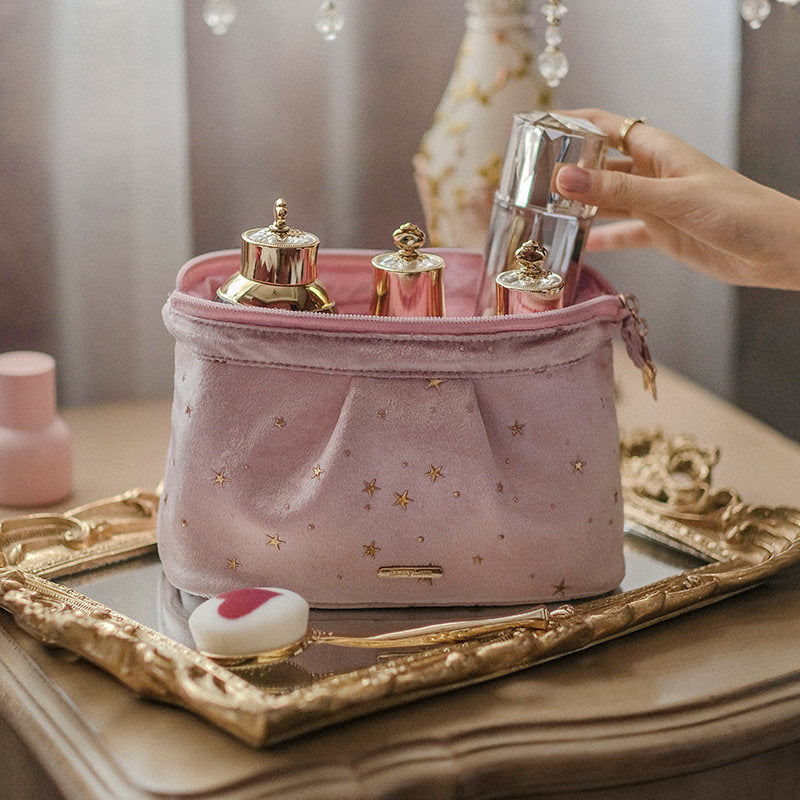 Borsa per cosmetici in velluto di grande capacità + borsa per il lavaggio