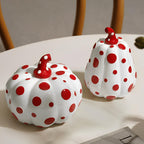 Decorazione di zucca in resina a pois | Set di ornamenti autunnali lucidi | Finitura scolpita durevole | Fascino di zucca