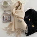 Calda sciarpa da donna - Inverno reversibile in cashmere con frange