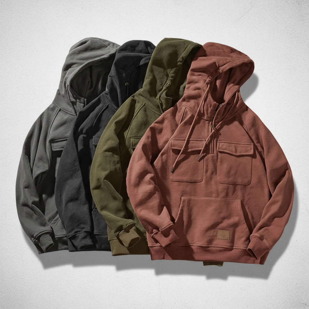 Felpa da Uomo con Mezza Zip e Cappuccio – Comoda e Pratica