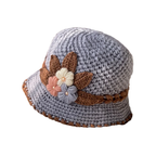 Cappello di lana lavorato a maglia a fiori spesso francese da donna